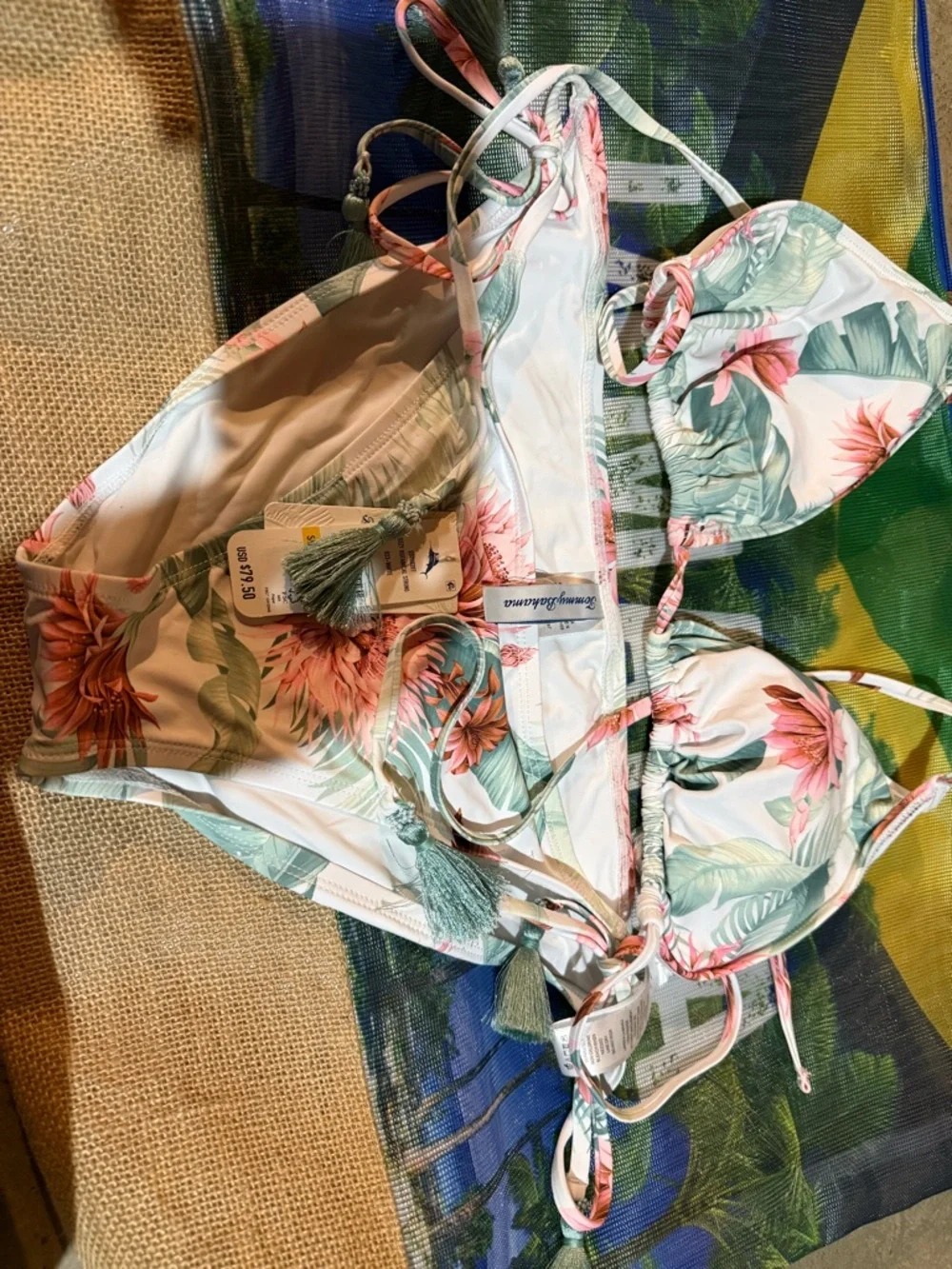 Tommy Bahama White Floral Tropical String Bikini - Picture 2 of 2